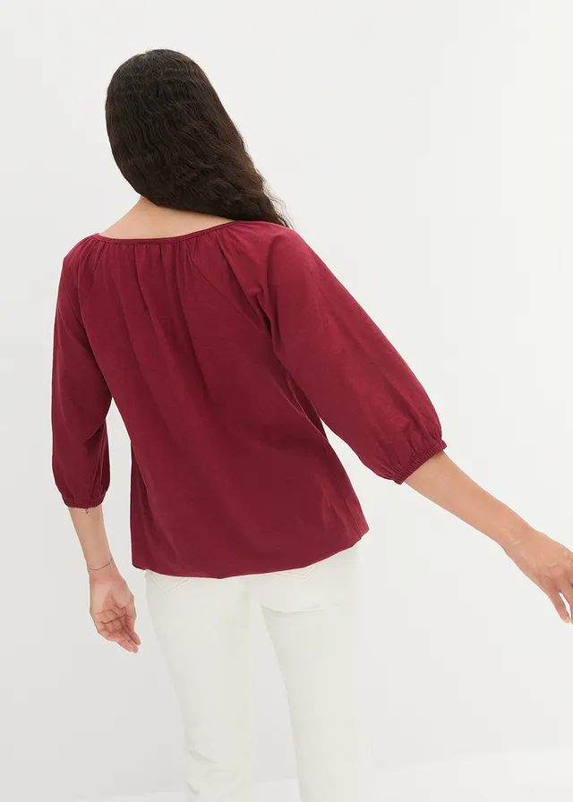 Blouse en jersey 100% coton, Couleur: grenade