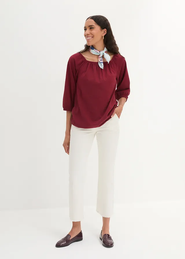 Blouse en jersey 100% coton, Couleur: grenade