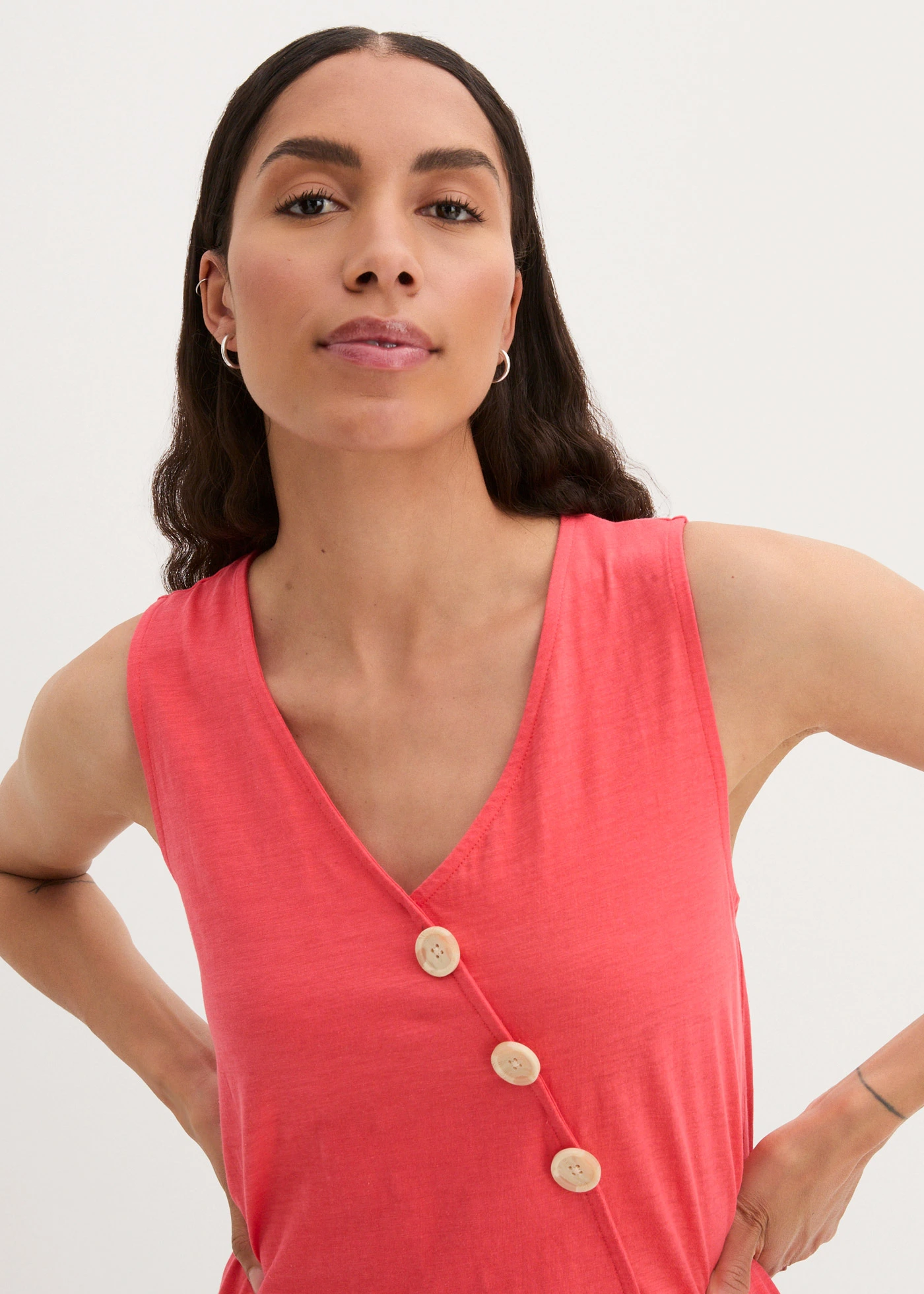 Bavlněný top v zavinovacím vzhledu, s gumou v pase • humrová • bonprix obchod