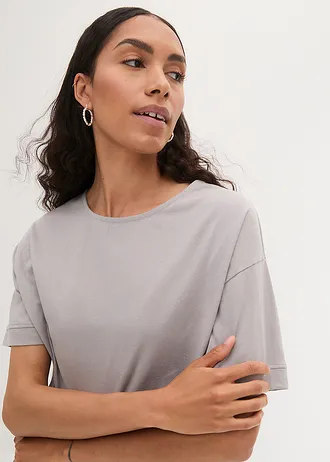 Bavlněné oversized triko s postranními rozparky • stínově šedá • bonprix obchod