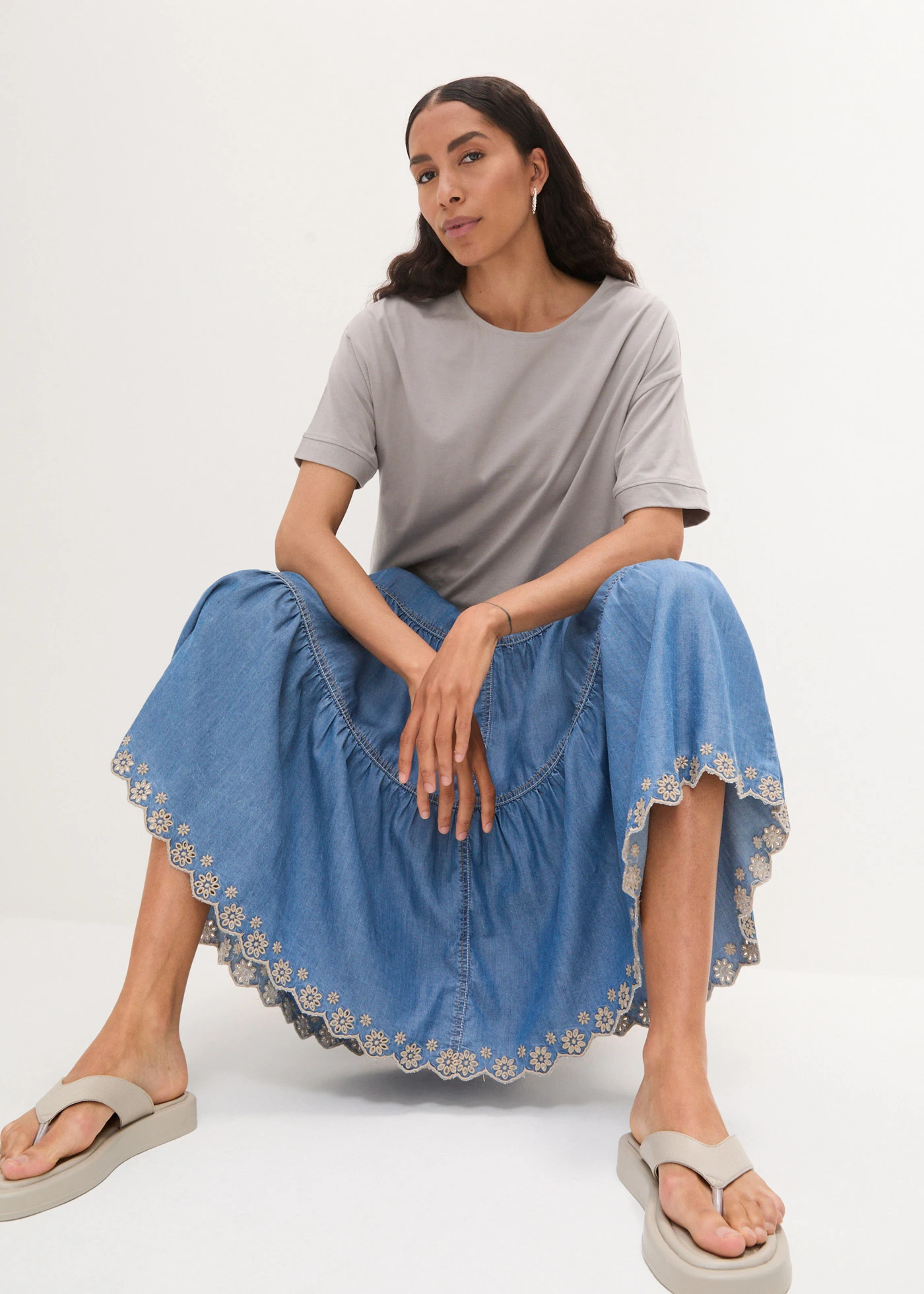 Bavlněné oversized triko s postranními rozparky • stínově šedá • bonprix obchod