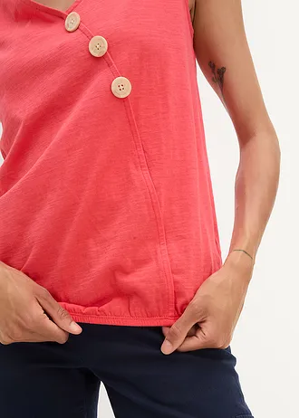 Bavlněný top v zavinovacím vzhledu, s gumou v pase • humrová • bonprix obchod