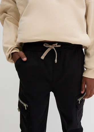 Pantalon cargo Regular et droit en coton extensible • noir • Boutique bonprix