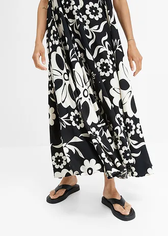 Široké šaty na ramínka ze splývavé viskózy • černá • bonprix obchod