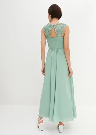 Robe longue de soirée à dentelle • vert pastel • Boutique bonprix