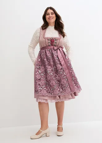 Dirndl en schort (2-dlg. set), Kleur: rozenhout gedessineerd