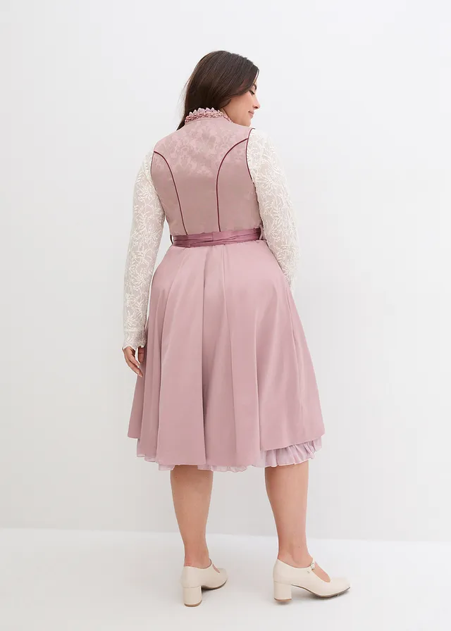 Dirndl et tablier (ens. 2 pces), Couleur: bois de rose à motif
