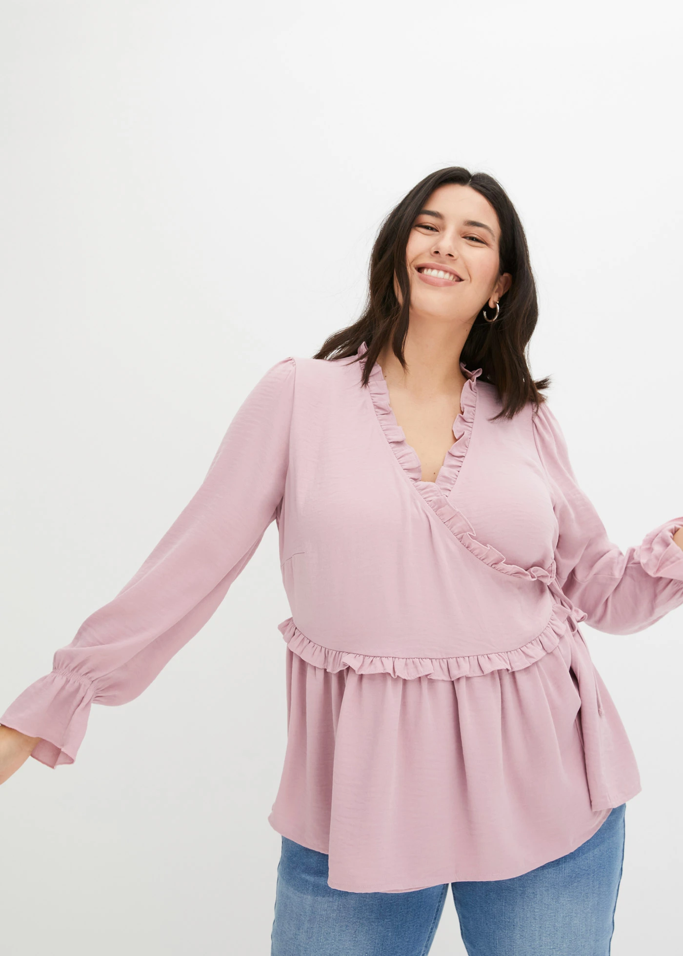 Wikkelblouse • roze plus size • bonprix online shop