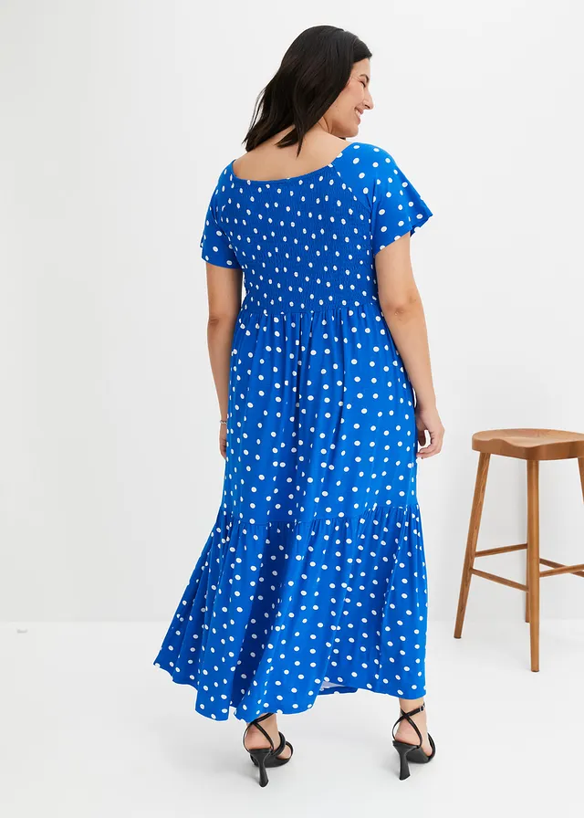 Robe longue en viscose, Couleur: bleu pois
