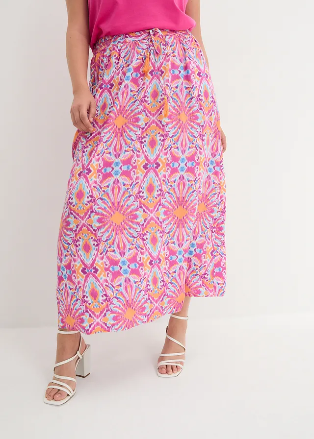Jupe longue en viscose fluide, Couleur: fuchsia clair