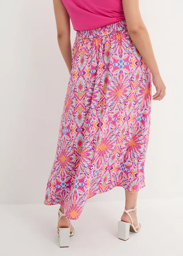Jupe longue en viscose fluide, Couleur: fuchsia clair