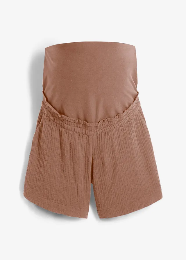 Pantaloni scurți de gravide din muselină de bumbac
