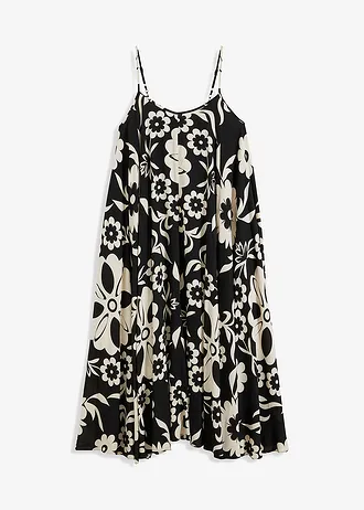 Široké šaty na ramínka ze splývavé viskózy • černá • bonprix obchod