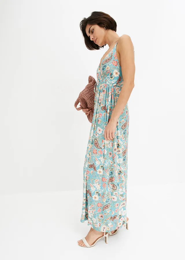 Robe longue et fluide • menthe à fleurs • product-page.page-title-suffix