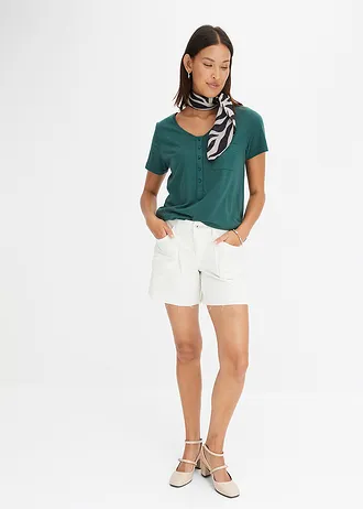 Tricou cu bandă de nasturi • verde mat • magazin bonprix