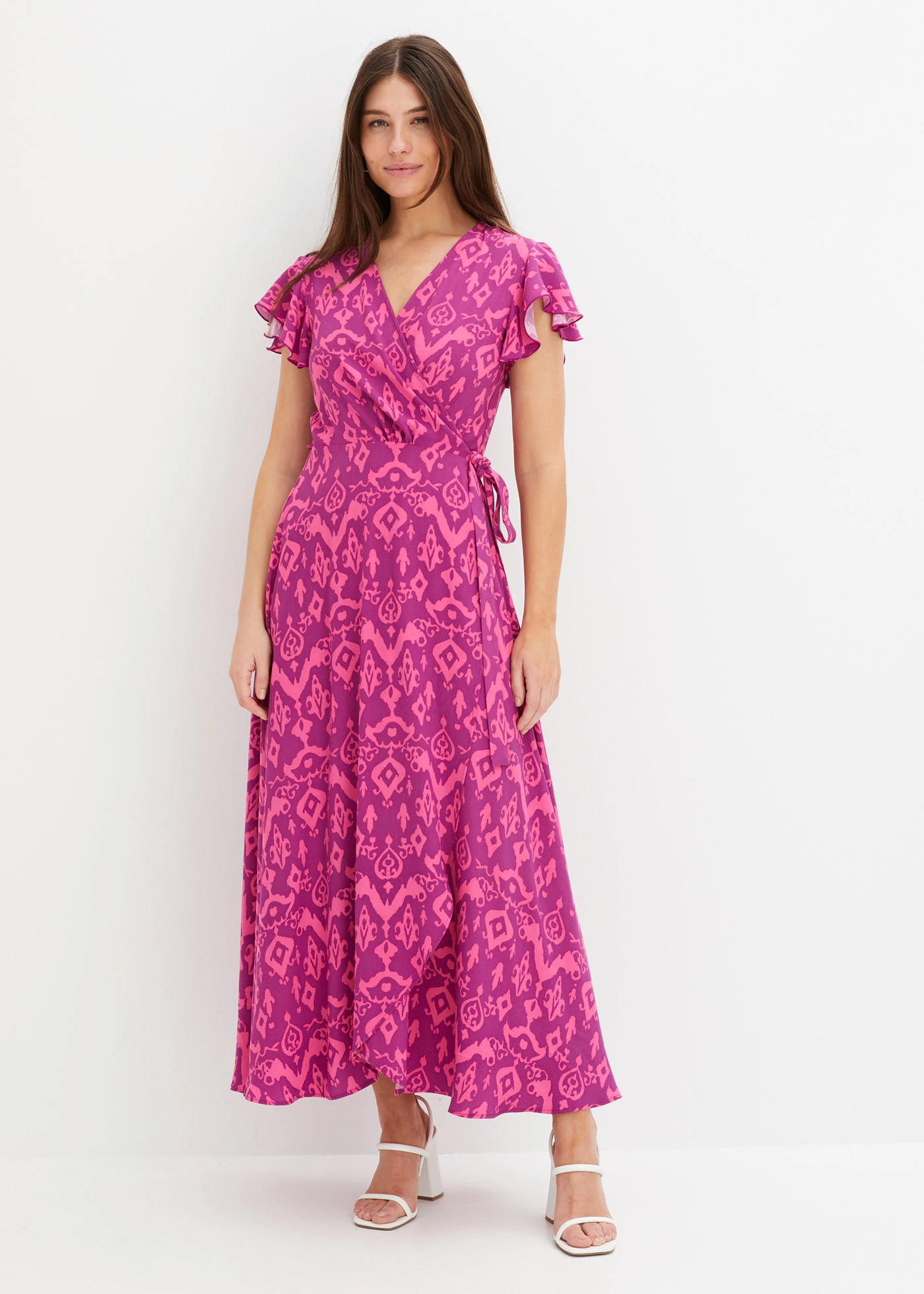 Zavinovací šaty s potiskem • pivoňková • bonprix obchod