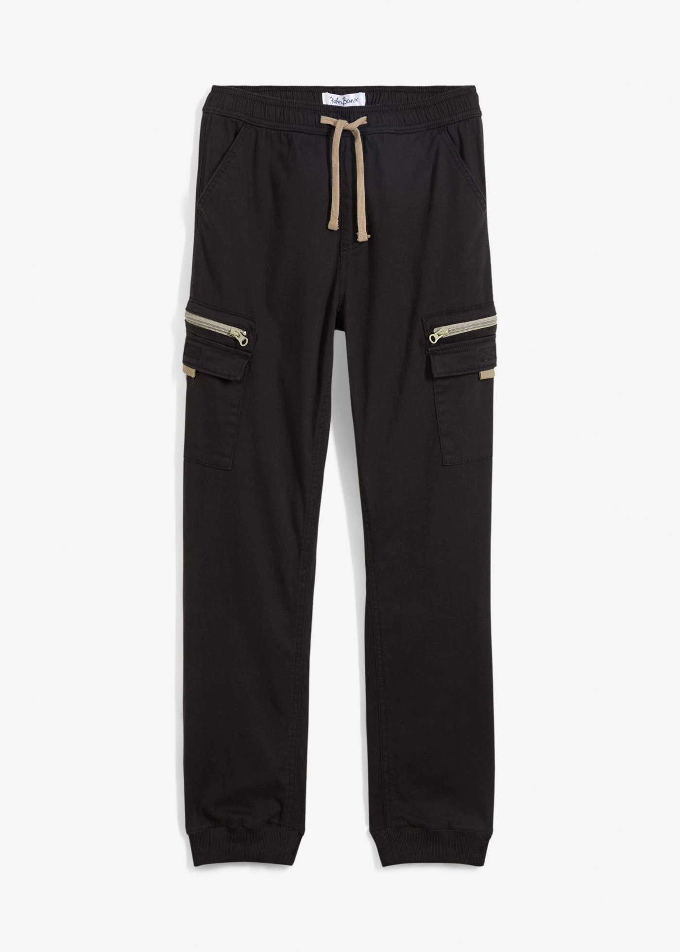 Pantalon cargo Regular et droit en coton extensible • noir • Boutique bonprix