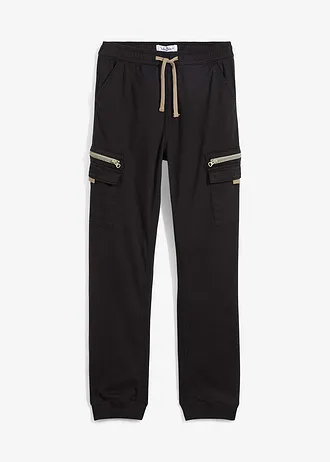 Pantalon cargo Regular et droit en coton extensible • noir • Boutique bonprix