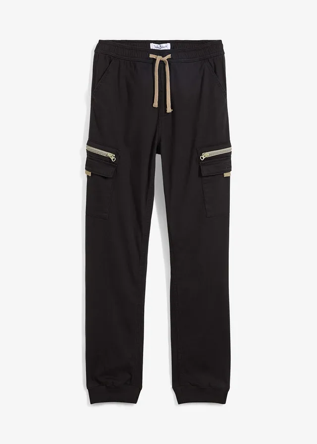 Pantalon cargo Regular et droit en coton extensible • noir • Boutique bonprix