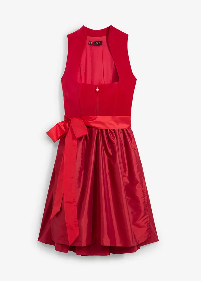 Rochie dirndl cu catifea și șorț din satin (set/2 piese)