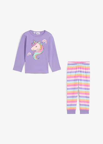 Pyžamo z měkké bavlny (2dílná souprava) • světle růžovo-jemně fialovo-broskvovo-plaměňákově pink-mátová s pruhy • bonprix obchod