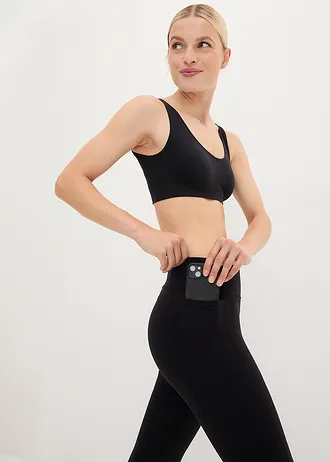 Velmi měkké sportovní legíny s postranními kapsami, délka capri • černá • bonprix obchod