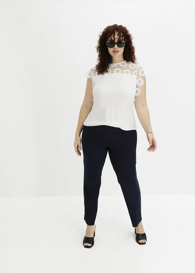 Pantalon de tailleur à pinces, Couleur: bleu foncé