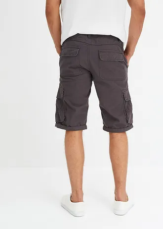 Bermuda cargo 100% coton, regular, Couleur: gris ardoise