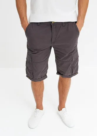 Bermuda cargo 100% coton, regular, Couleur: gris ardoise