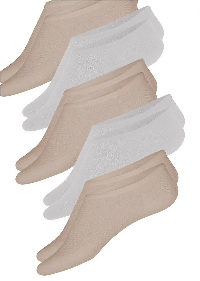Lot de 5 paires de protège-pieds rafraîchissants • beige craie + argenté mat • Boutique bonprix