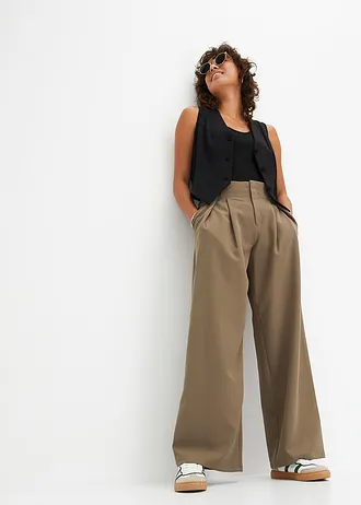 Pantaloni cu pense și talie comodă • măsliniu • magazin bonprix