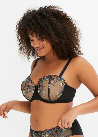 Soutien-gorge balconnet à armatures orné de broderies • noir-menthe-vert péridot-parme-beige mat-bleu brillant à fleurs plus size • Boutique bonprix