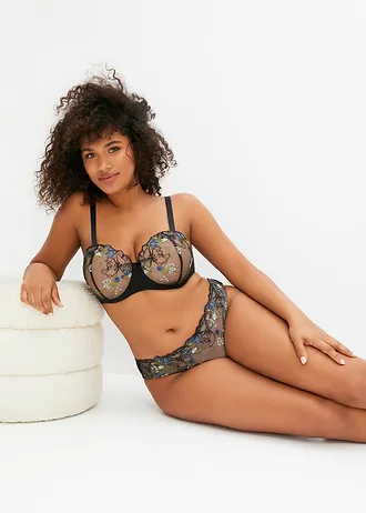 Soutien-gorge balconnet à armatures orné de broderies • noir-menthe-vert péridot-parme-beige mat-bleu brillant à fleurs plus size • Boutique bonprix
