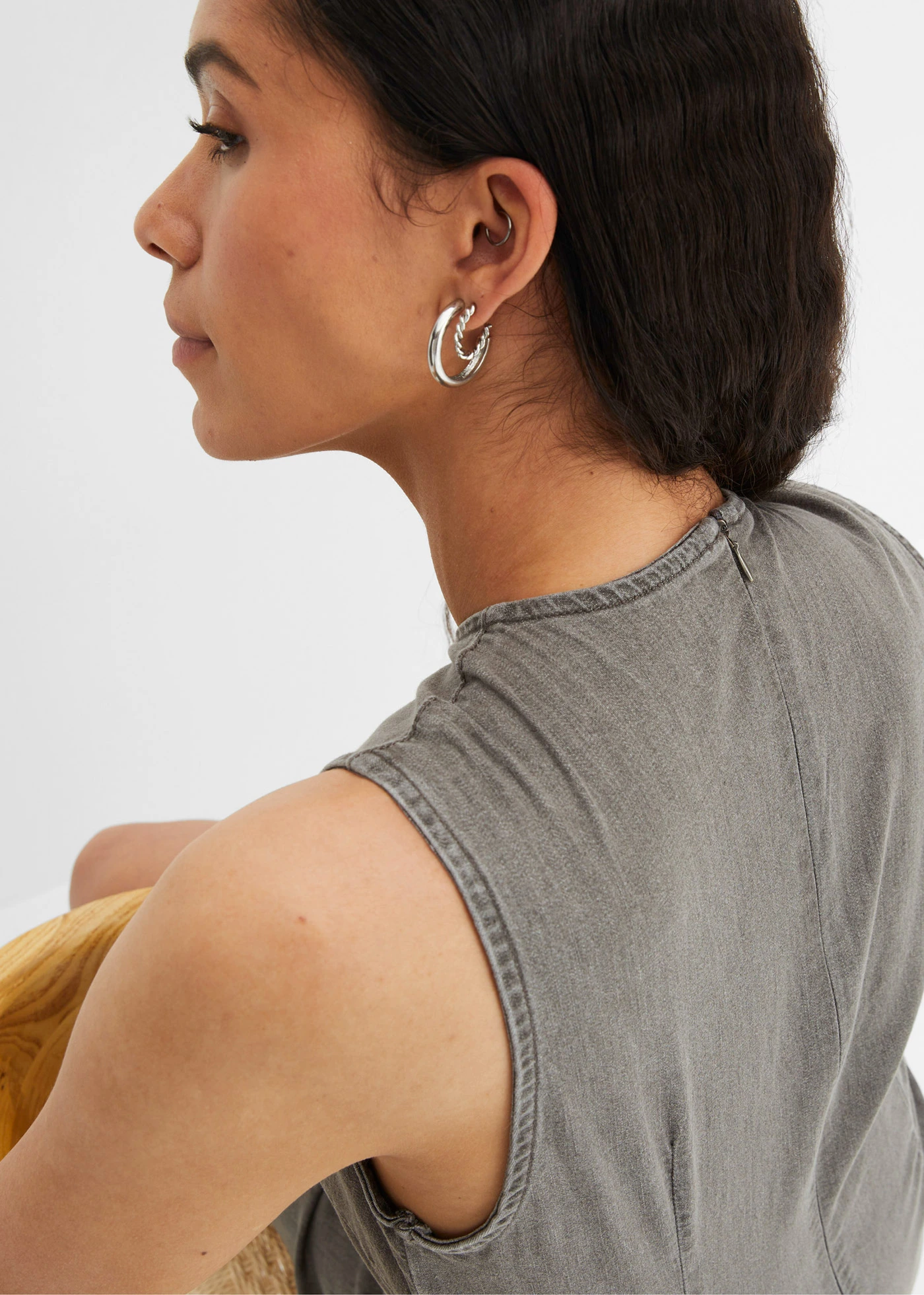 Robe midi en jean • gris denim • Boutique bonprix