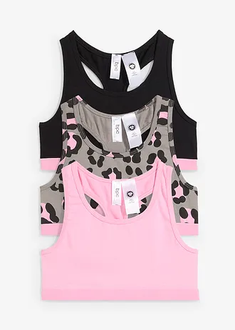 Lot de 3 brassières douces, Couleur: rose/noir/gris imprimé