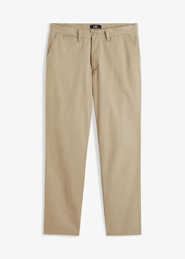 Regular fit chino van puur katoen, straight, Kleur: new kaki