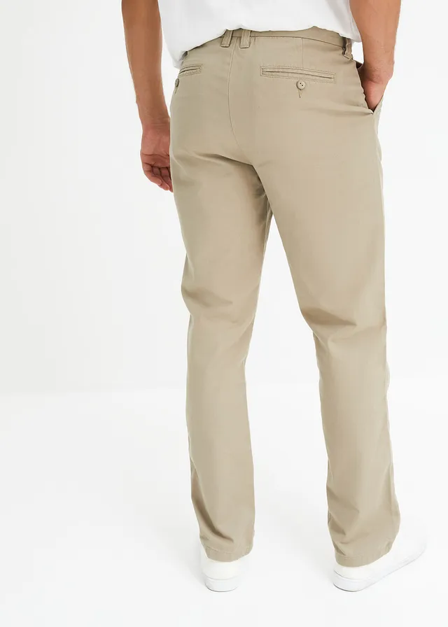 Regular fit chino van puur katoen, straight, Kleur: new kaki