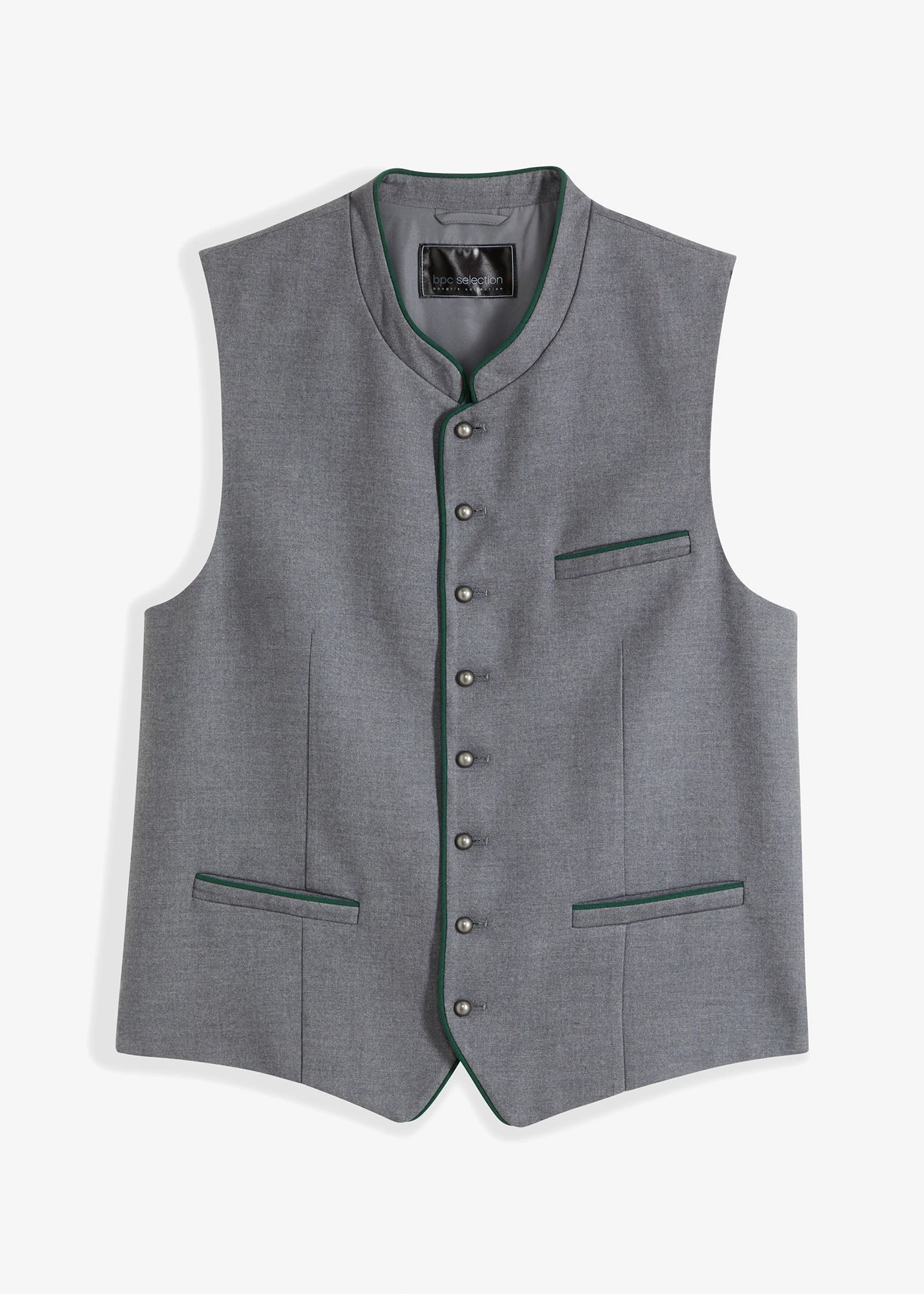 Tiroler gilet in wollen look • grijs gemêleerd-donkergroen • bonprix online shop