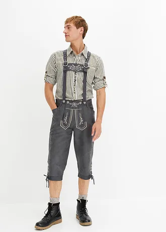 Krojové kalhoty s vázáním pod koleny, z umělé kůže • antracitová • bonprix obchod