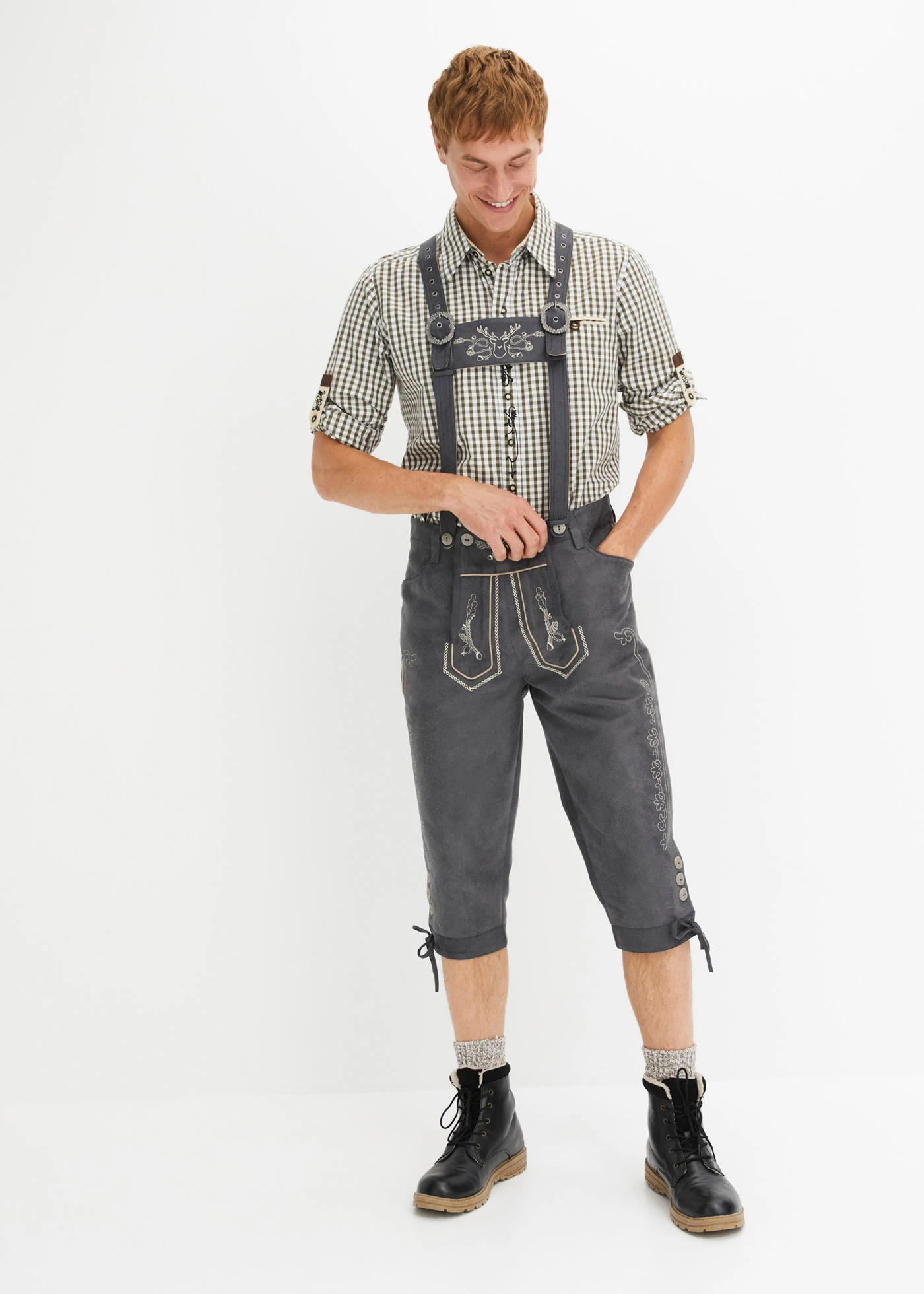 Krojové kalhoty s vázáním pod koleny, z umělé kůže • antracitová • bonprix obchod