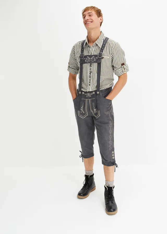 Tiroler kniebroek van imitatieleer, Kleur: antraciet