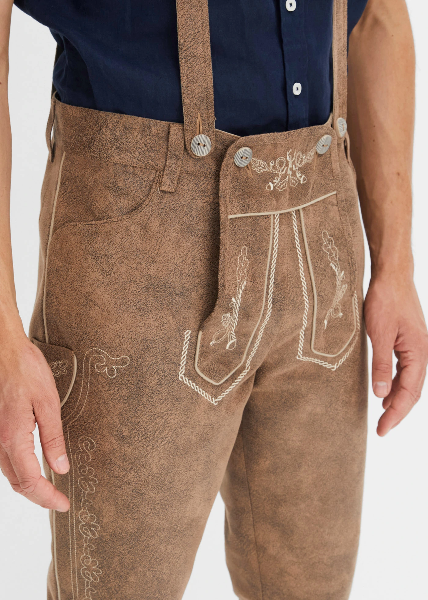 Krojové kalhoty s vázáním pod koleny, z umělé kůže • hnědá • bonprix obchod