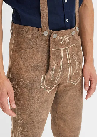 Krojové kalhoty s vázáním pod koleny, z umělé kůže • hnědá • bonprix obchod