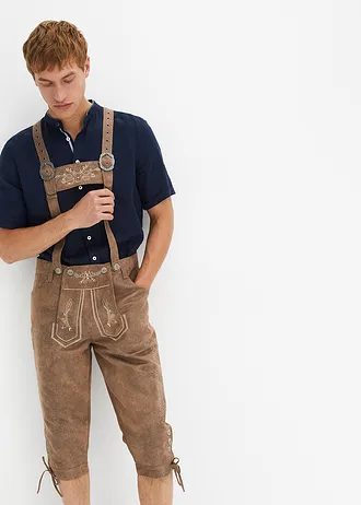 Krojové kalhoty s vázáním pod koleny, z umělé kůže • hnědá • bonprix obchod