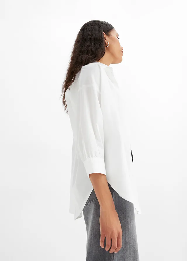 Chemisier oversize en coton, manches 3/4 • blanc • product-page.page-title-suffix
