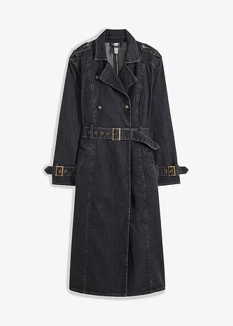 Denim trenchcoat, Kleur: grijs denim