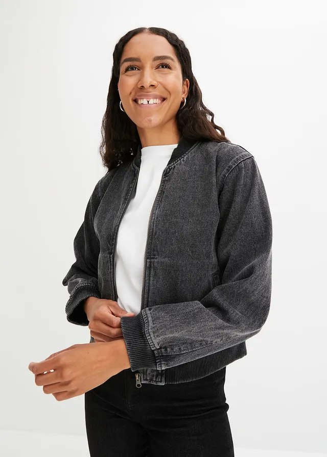 Denim bomber, Kleur: donkergrijs denim used