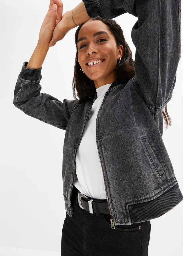 Denim bomber • donkergrijs denim used • product-page.page-title-suffix