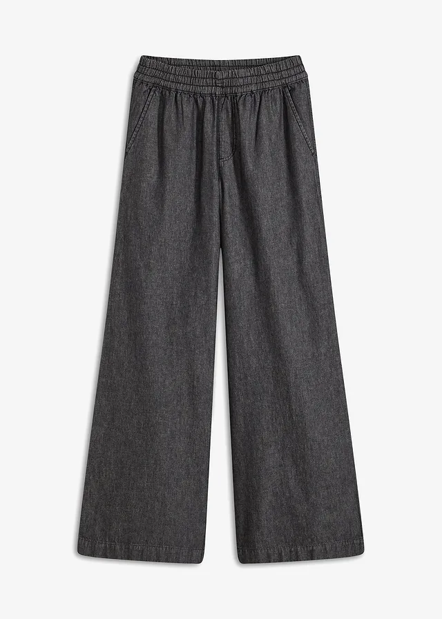 Jean large taille haute, Couleur: noir denim