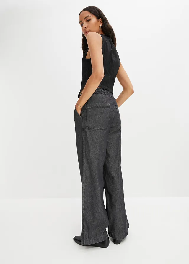Wide leg jeans met high waist • zwart denim • product-page.page-title-suffix